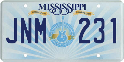 MS license plate JNM231