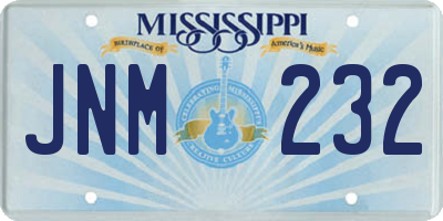 MS license plate JNM232