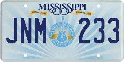 MS license plate JNM233