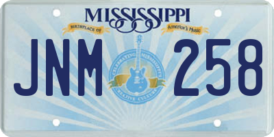 MS license plate JNM258