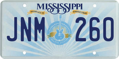 MS license plate JNM260