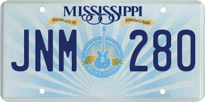 MS license plate JNM280
