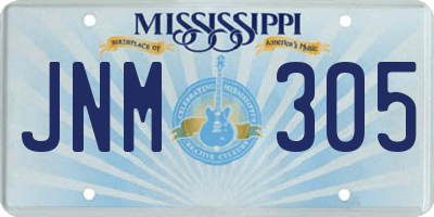 MS license plate JNM305