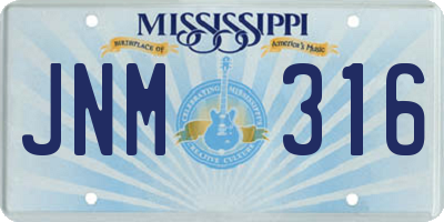 MS license plate JNM316