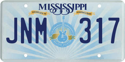 MS license plate JNM317