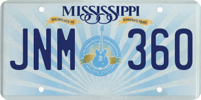 MS license plate JNM360
