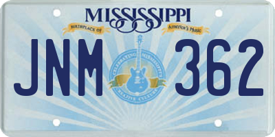 MS license plate JNM362