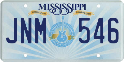 MS license plate JNM546