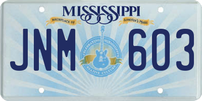 MS license plate JNM603