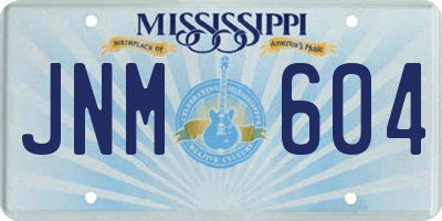 MS license plate JNM604