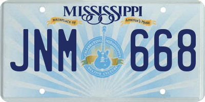MS license plate JNM668
