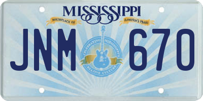 MS license plate JNM670