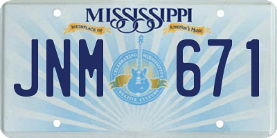 MS license plate JNM671