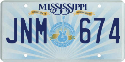 MS license plate JNM674