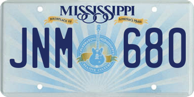 MS license plate JNM680