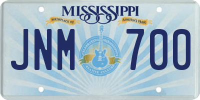 MS license plate JNM700