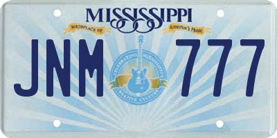 MS license plate JNM777
