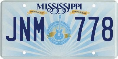 MS license plate JNM778