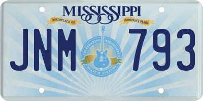 MS license plate JNM793