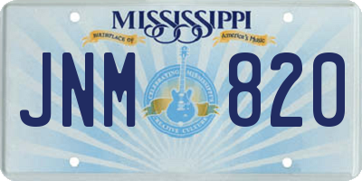 MS license plate JNM820