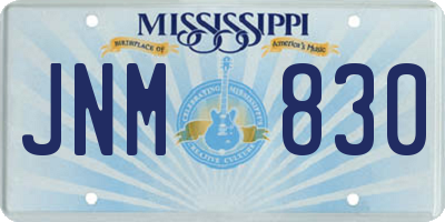 MS license plate JNM830
