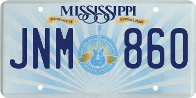 MS license plate JNM860