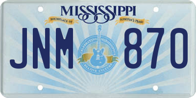 MS license plate JNM870