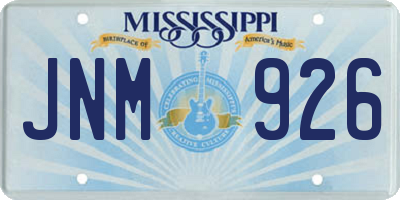 MS license plate JNM926
