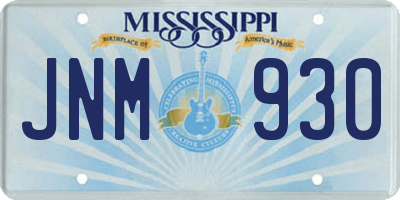 MS license plate JNM930