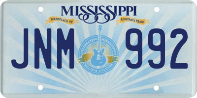 MS license plate JNM992