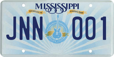 MS license plate JNN001