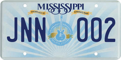 MS license plate JNN002