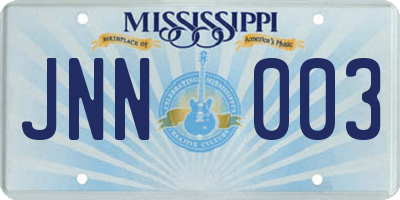 MS license plate JNN003