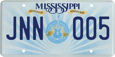 MS license plate JNN005
