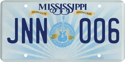 MS license plate JNN006