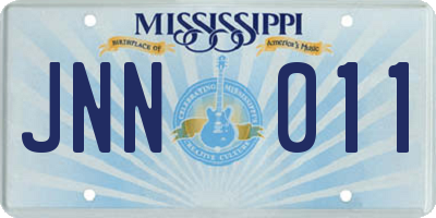 MS license plate JNN011