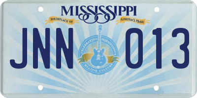 MS license plate JNN013