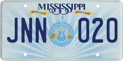 MS license plate JNN020