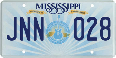 MS license plate JNN028