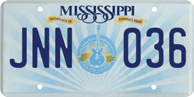 MS license plate JNN036
