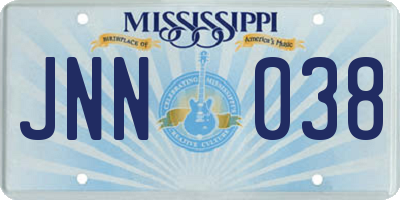 MS license plate JNN038