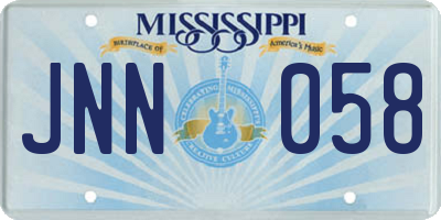 MS license plate JNN058