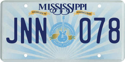 MS license plate JNN078