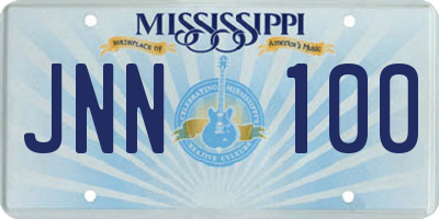 MS license plate JNN100