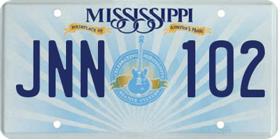 MS license plate JNN102