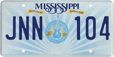 MS license plate JNN104