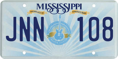 MS license plate JNN108