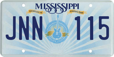 MS license plate JNN115
