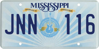 MS license plate JNN116
