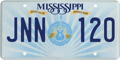 MS license plate JNN120